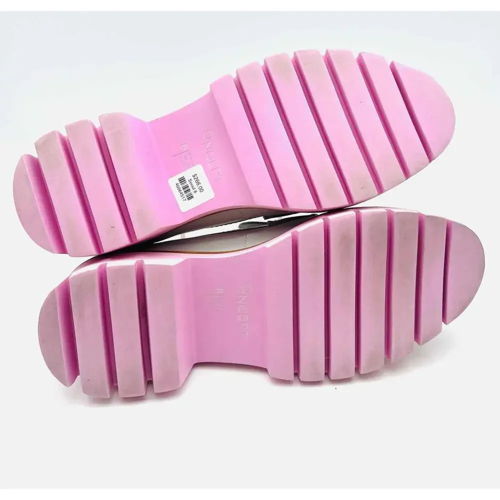 Oncept Size 8 White/Pink Trim Platform Designer Loafers